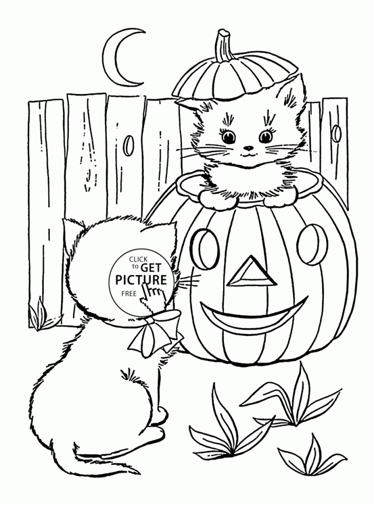 Cute Halloween Cats Coloring Pages