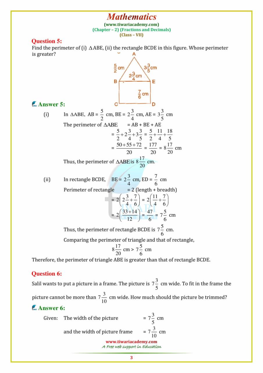 Fractions Worksheets Grade 6 Ncert