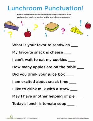 Free Punctuation Worksheets For Grade 1