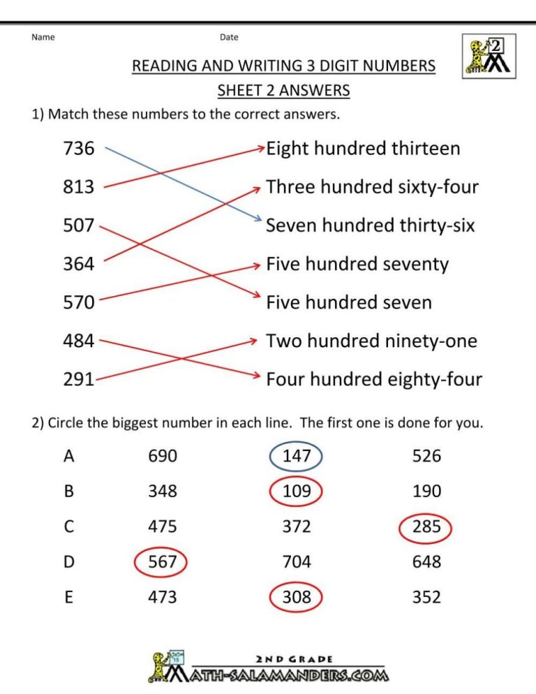 Printable 7th Grade Math Worksheets With Answer Key