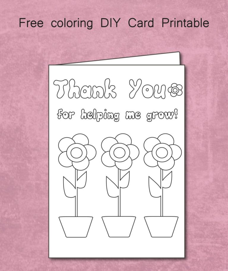 Free Printable Coloring Thank You Cards