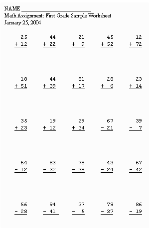 Math Sheets For 1st Graders