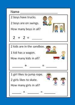 Easy Addition Word Problems With Pictures