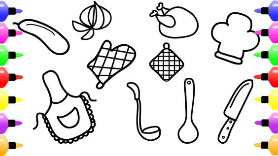 Free Printable Kitchen Kitchen Utensils Coloring Pages