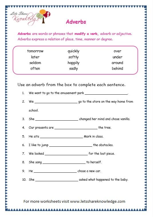 Adverbs Worksheet For Grade 3 With Answers