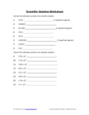 Scientific Notation Worksheet W313 Answer Key