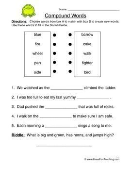 4th Grade Compound Words Worksheet Grade 4