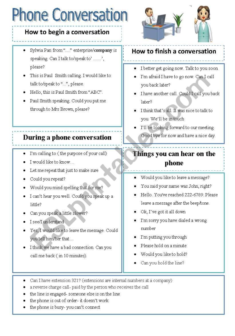 Business English Conversation Worksheets Pdf