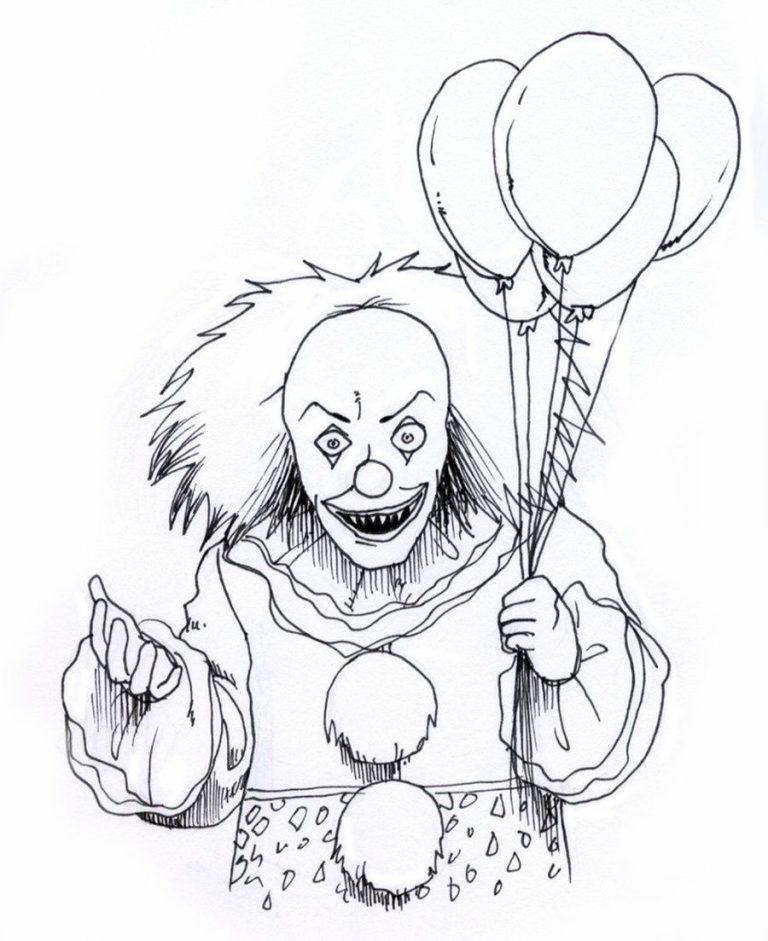 Clown Drawing Clown Scary Halloween Coloring Pages