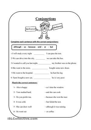 Printable Conjunction Worksheets For Grade 2