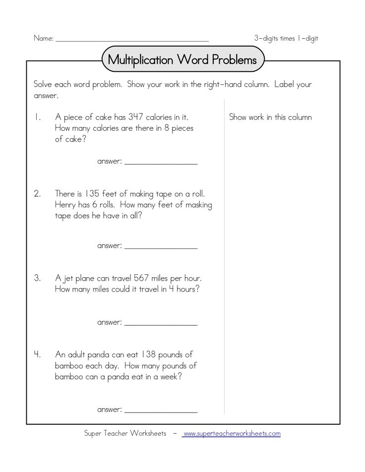 Multi Digit Multiplication Word Problems 5th Grade