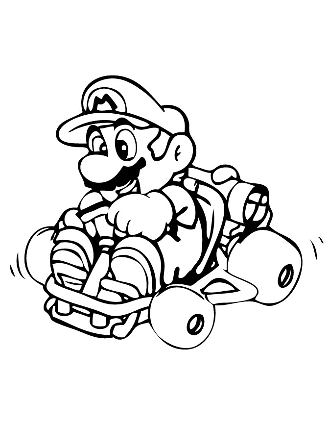 Printable Mario Kart Super Mario Coloring Pages