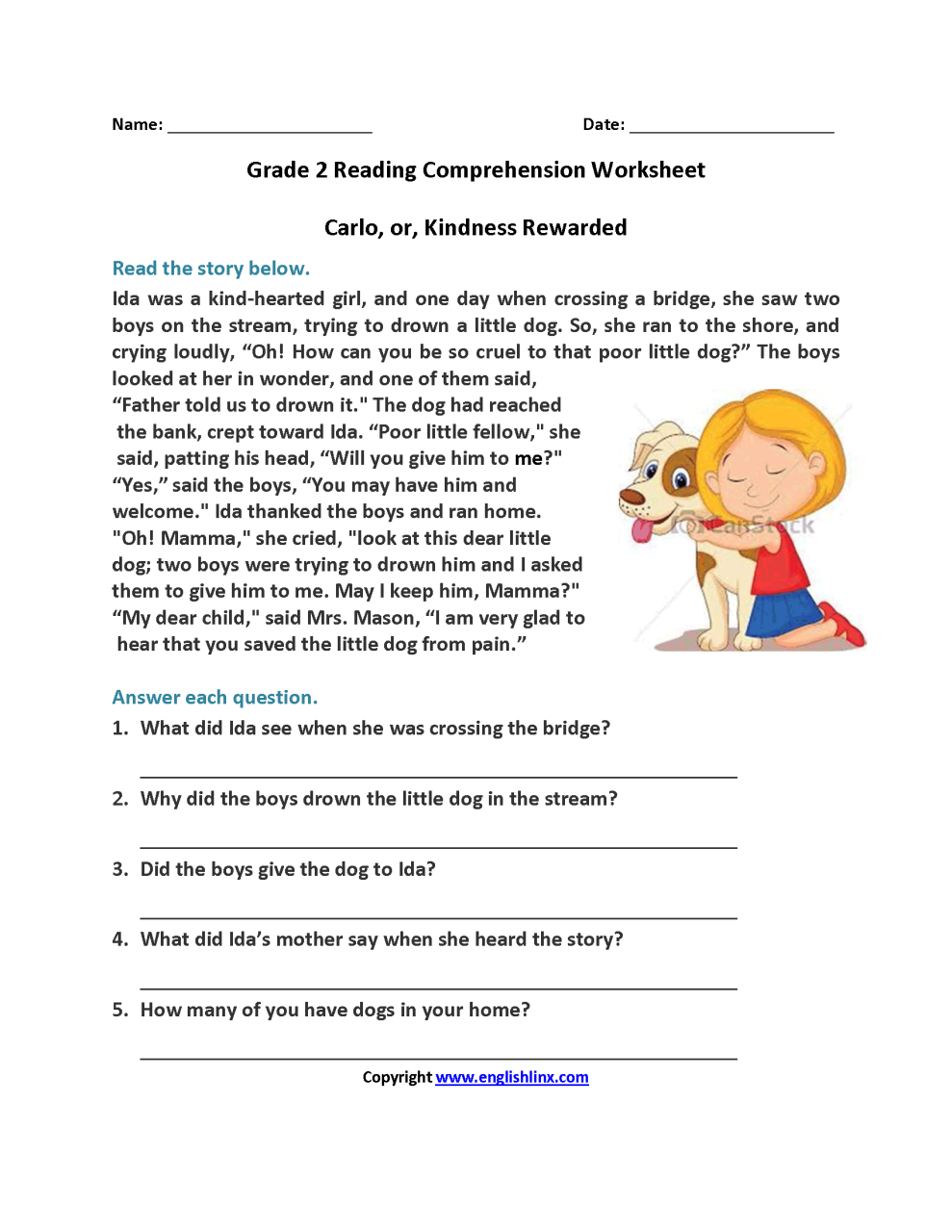 Comprehension Passage For Class 2 In English
