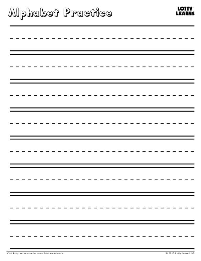 English Handwriting Practice Blank Sheets