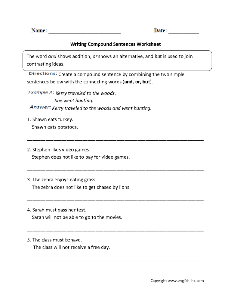 Types Of Sentences Worksheets For 3rd Grade