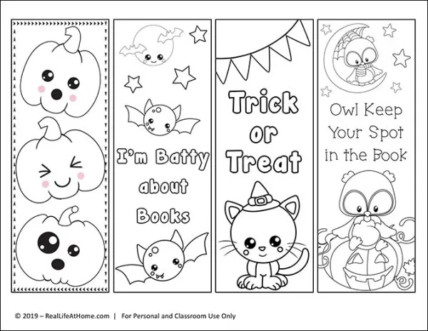 Halloween Coloring Bookmarks Free