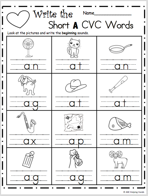 Kindergarten Worksheets Writing Words