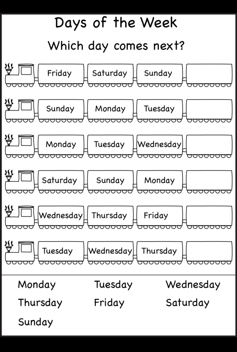 Days Of The Week Worksheets 1st Grade