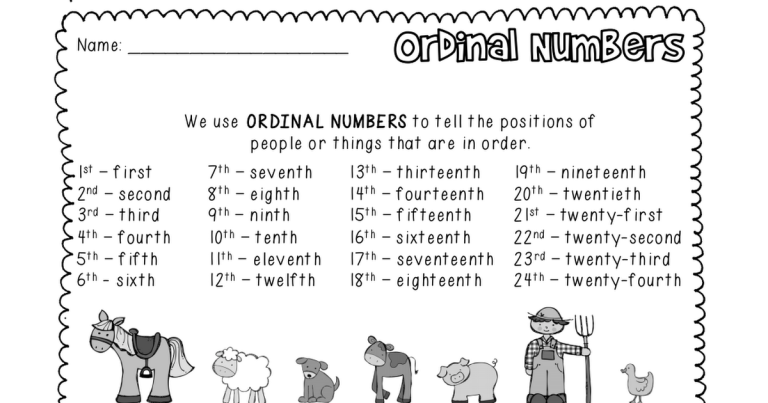 Ordinal Numbers Worksheet 1-10 Pdf