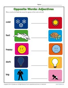Preschool Adjectives Worksheets For Kindergarten