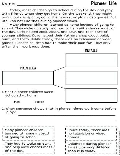 5th Grade Main Idea Worksheets With Answer Key