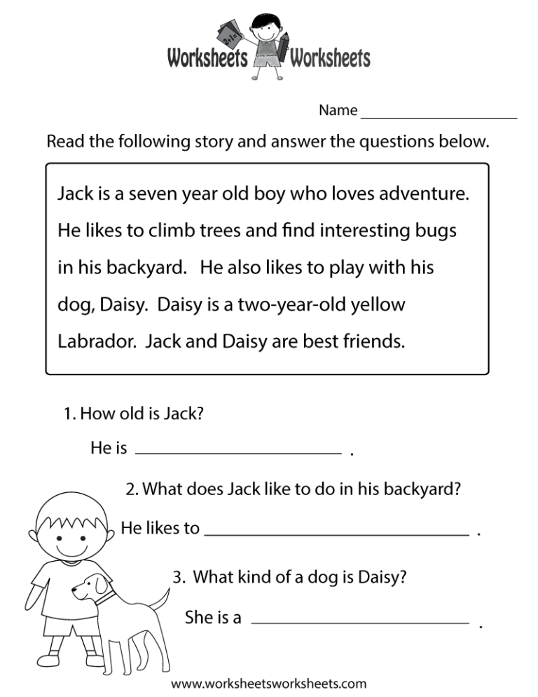Printable Reading Comprehension Worksheets For Grade 3 Pdf