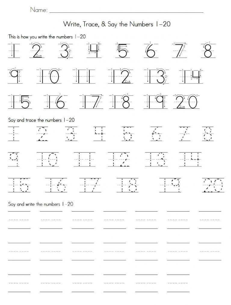 Writing Numbers Worksheets For Kids