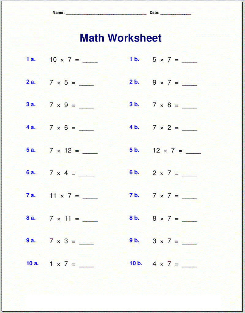 Math Worksheets Grade 7 Printable
