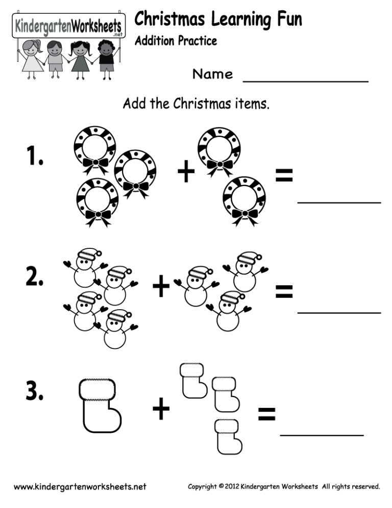 Addition Worksheets For Kindergarten With Pictures