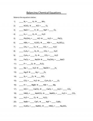 Balancing Chemical Equations Worksheet #2