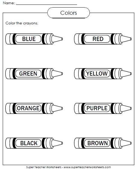 Printable Worksheets For Preschoolers Colors