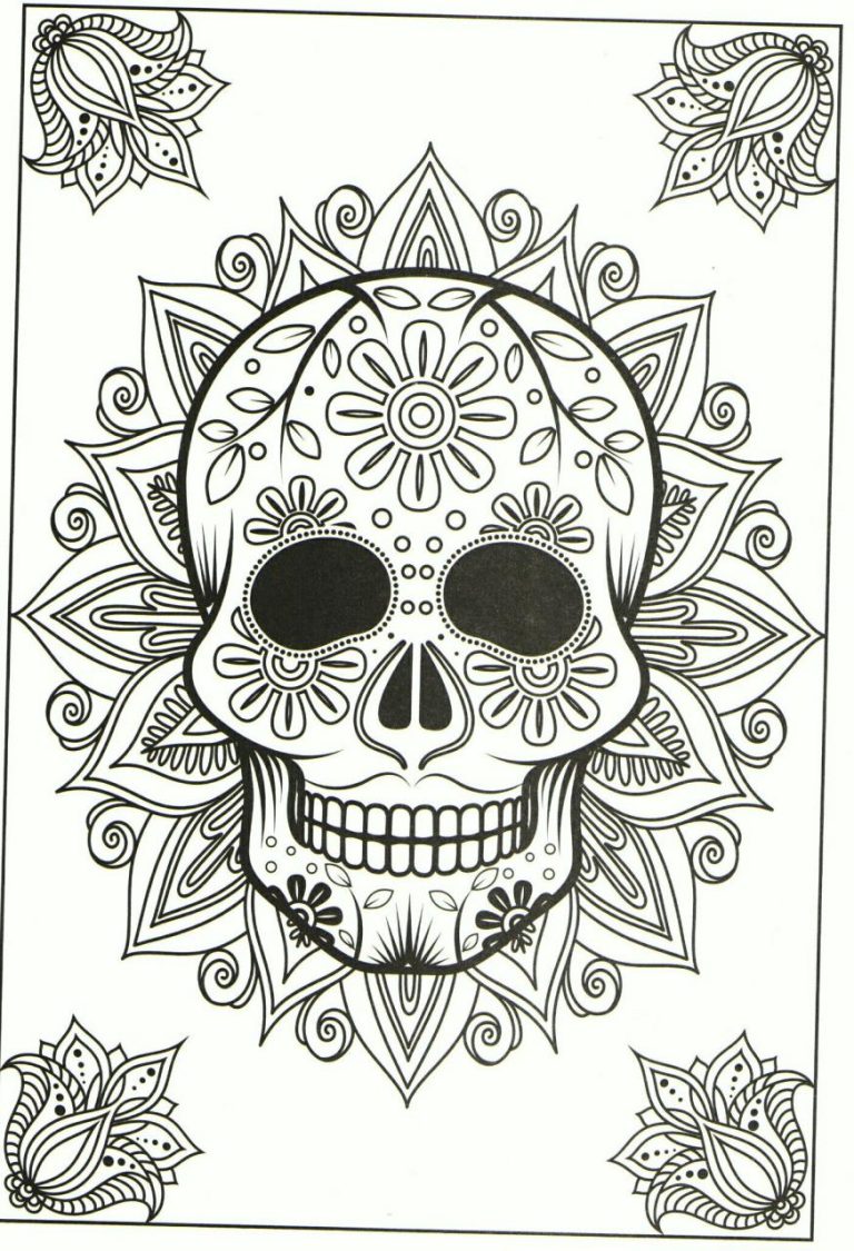 Difficult Skull Halloween Coloring Pages