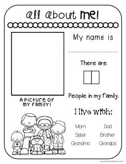 My Family Worksheets For Kids