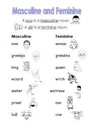 Gender Nouns Worksheet For Grade 3