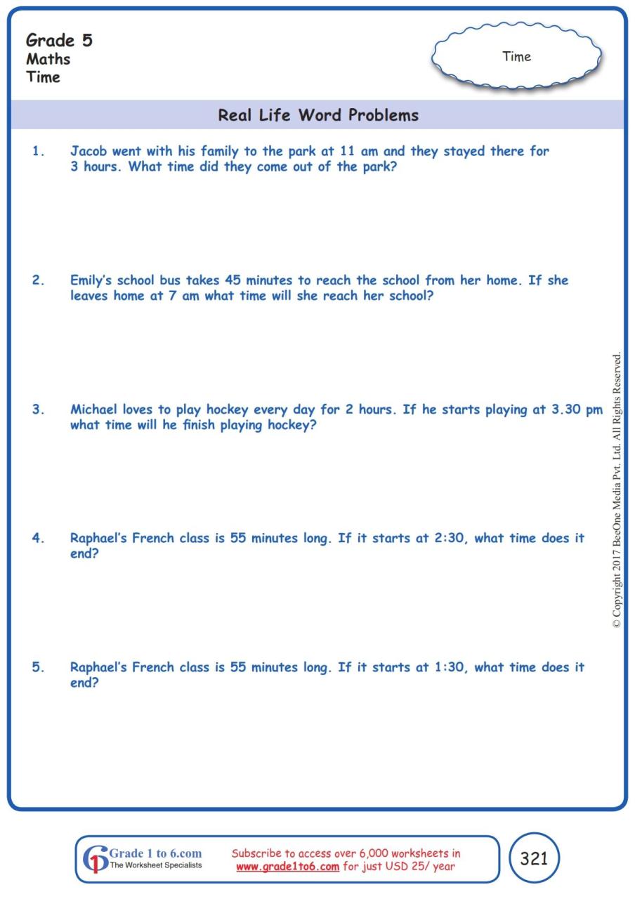 Grade 5 Multiplication Word Problems 5th Grade