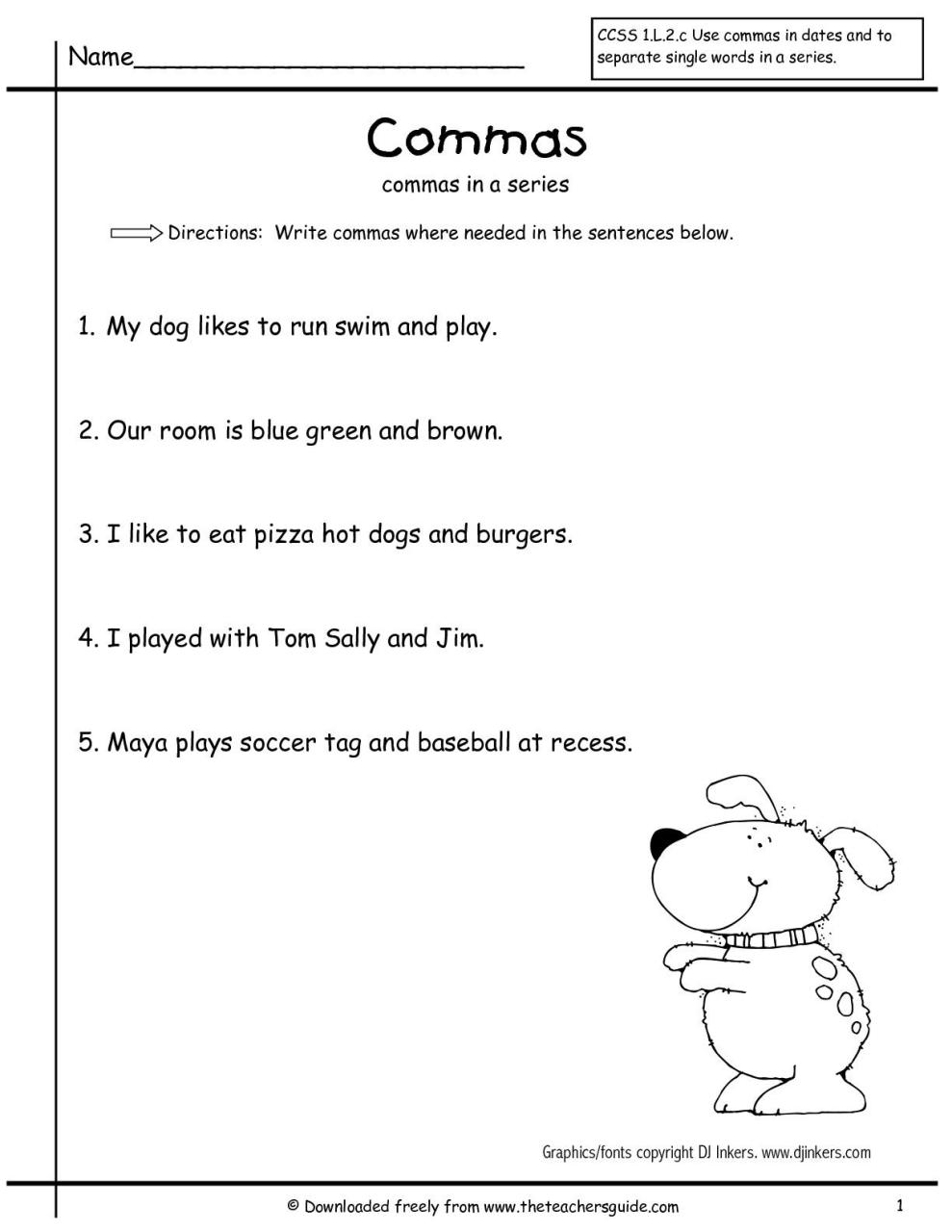 2nd Grade Grade 1 Punctuation Worksheets