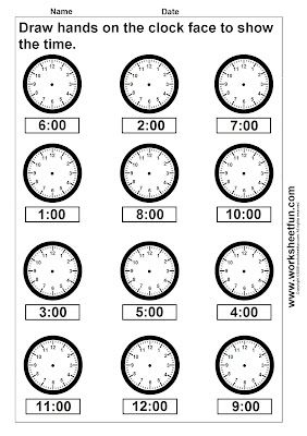 Kindergarten Free Printable Telling Time Worksheets