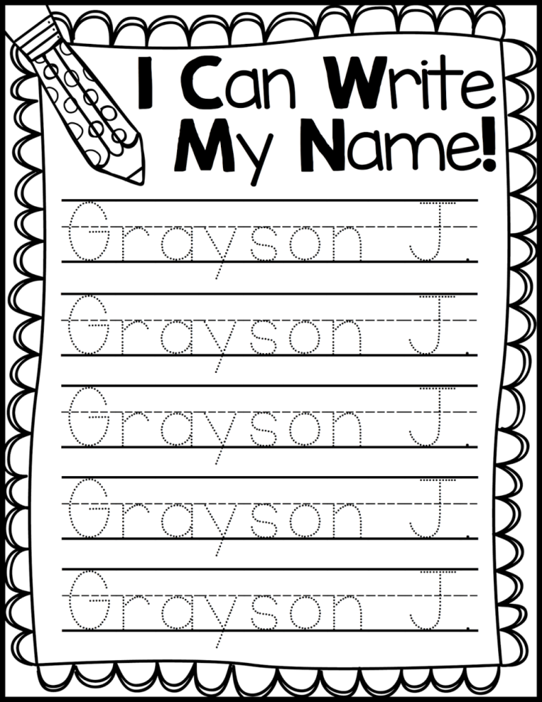 Name Writing Worksheets For Preschoolers