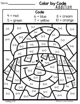 1st Grade Fall Math Coloring Worksheets