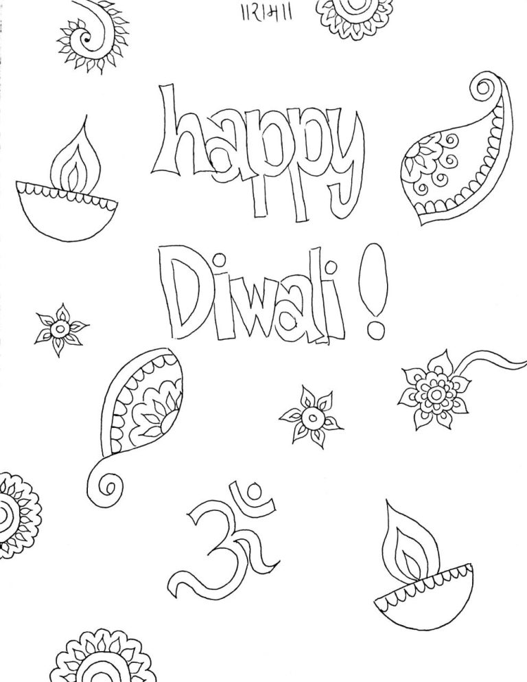 Easy Diwali Colouring Pages