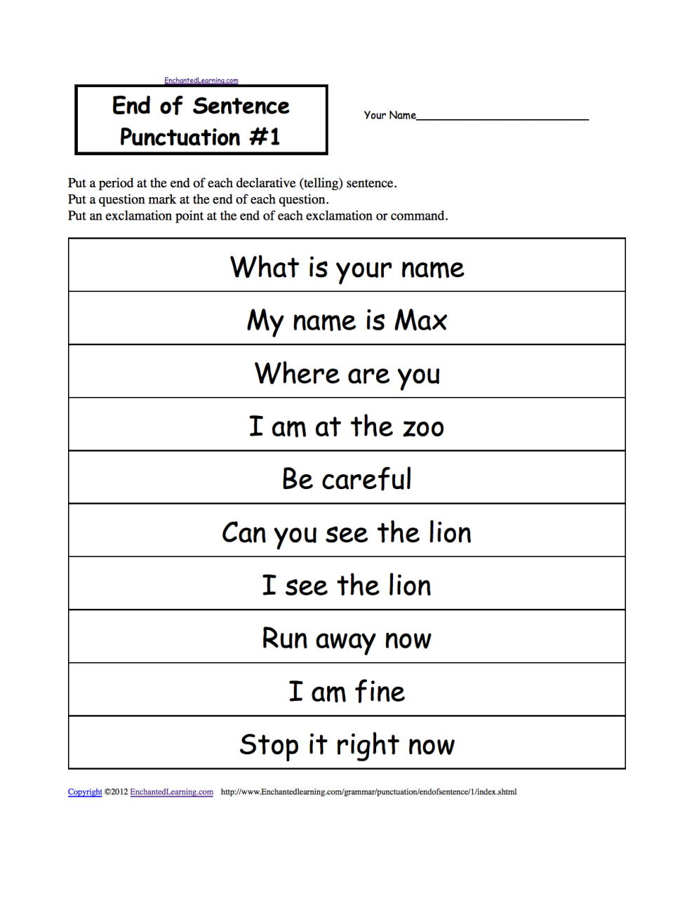 Punctuation Worksheets For Grade 3 With Answers Pdf
