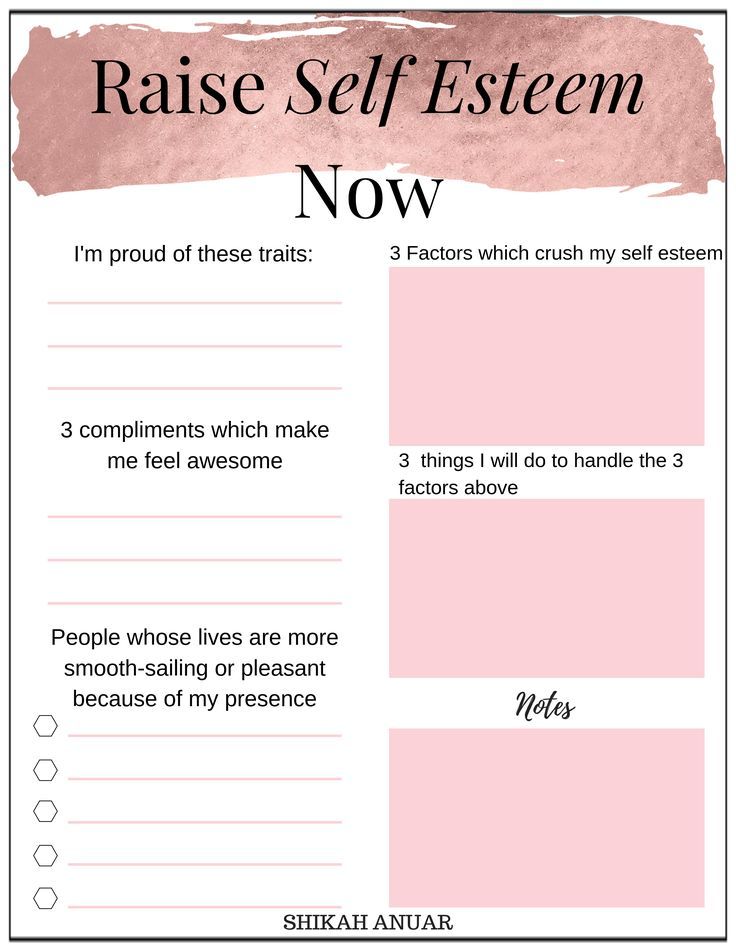 Free Printable Self Esteem Worksheets For Adults