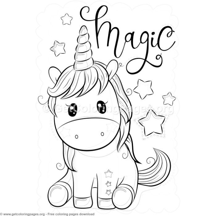 Printable Adorable Unicorn Coloring Pages