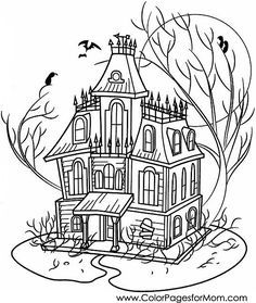 Haunted House Scary Halloween Haunted House Free Halloween Coloring Pages
