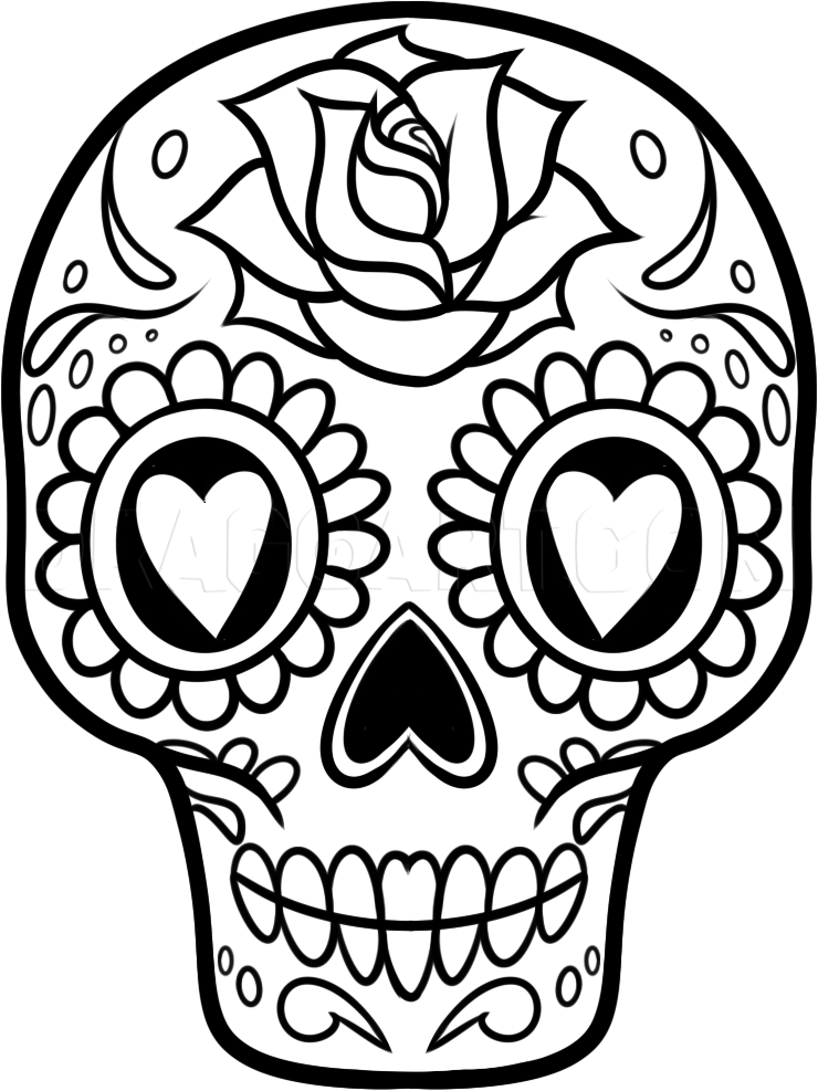 Easy Simple Sugar Skull Coloring Pages