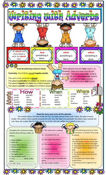 Adverbs Of Place Worksheets For Grade 4