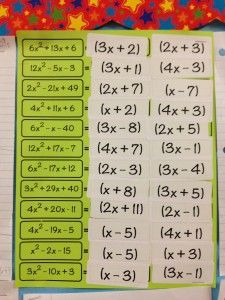 Factoring Quadratic Trinomials Worksheet With Answers