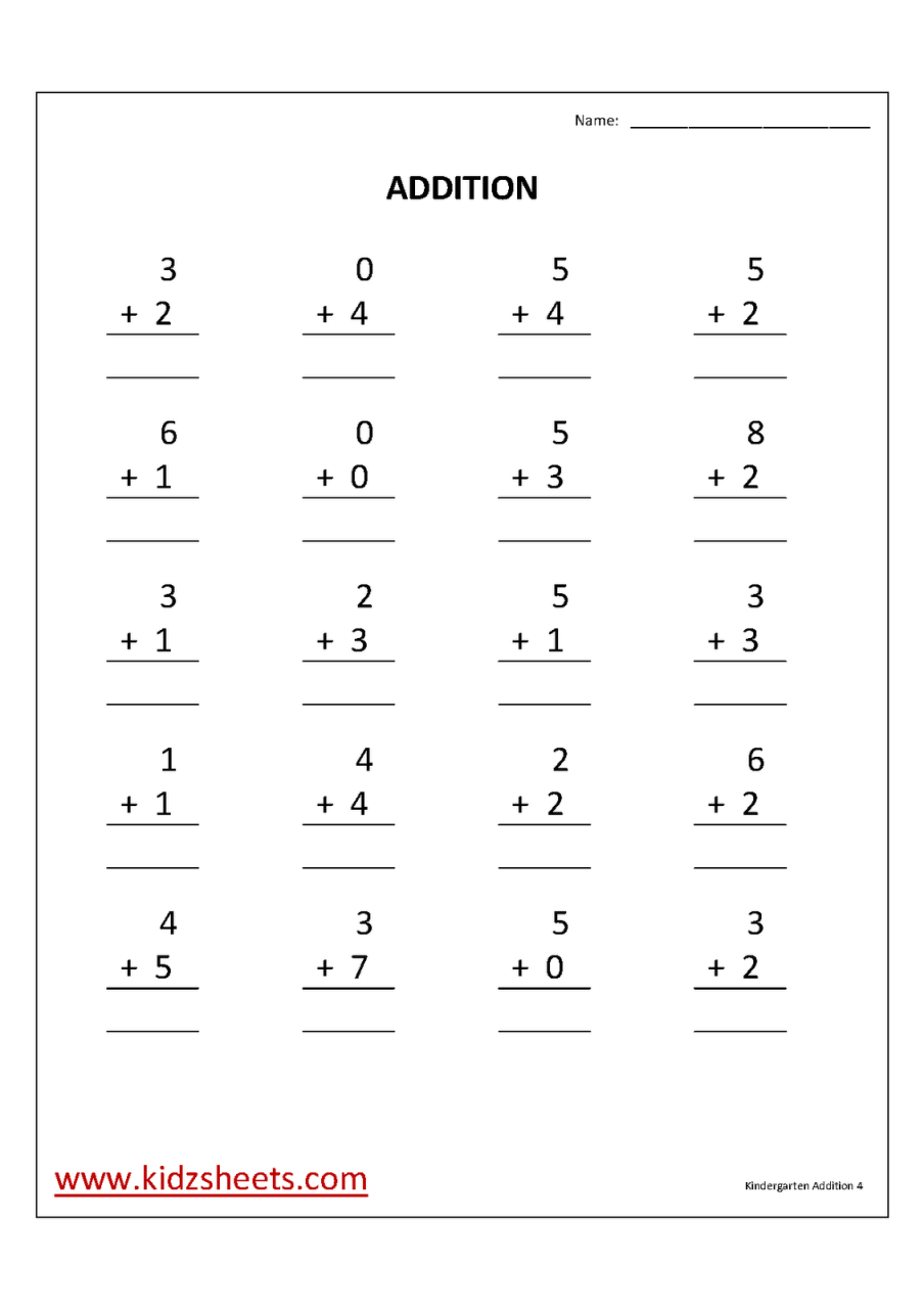 Free Printable Math Sheets For Kindergarten