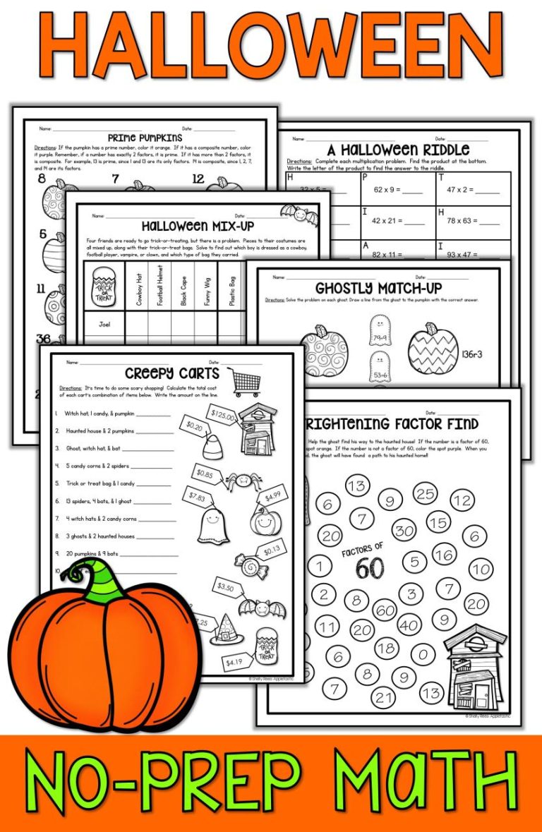 Halloween Math Worksheets For 4th Grade