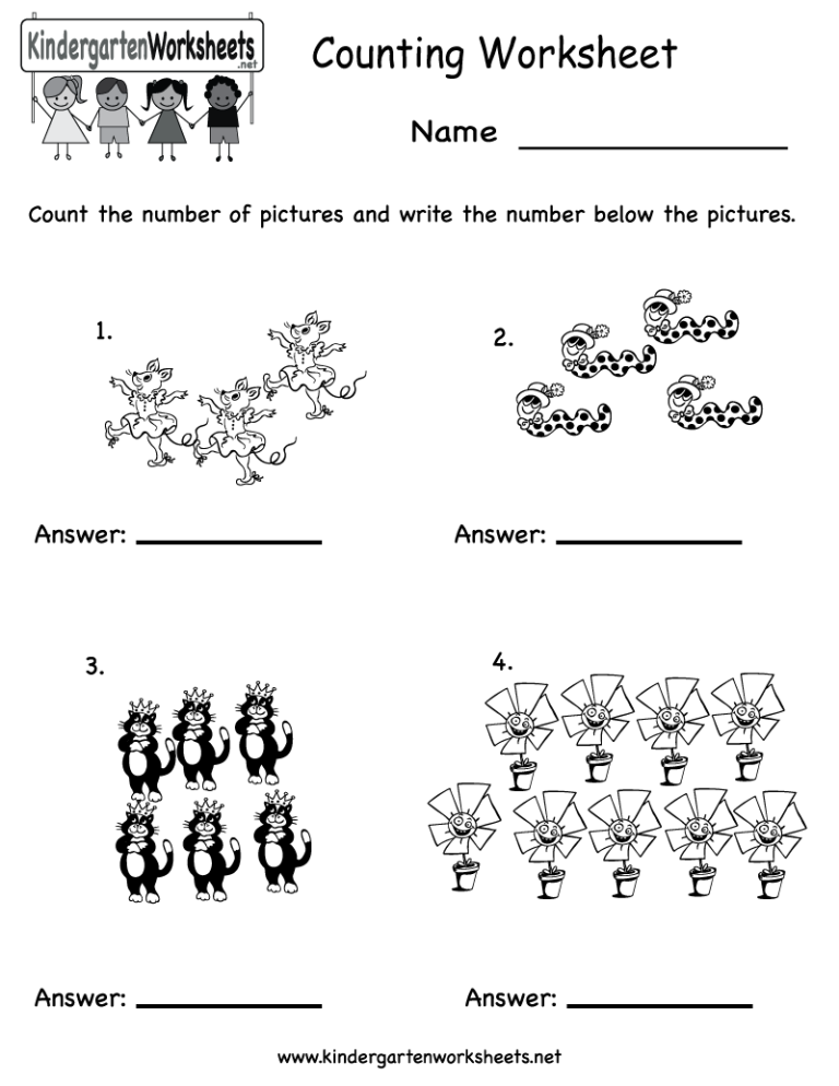 Printable Counting Free Kindergarten Math Worksheets